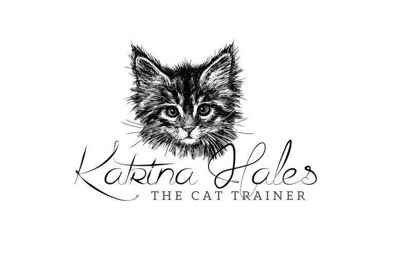 Kitten Logo - Cat Logo Design, Kitten Logo, Feline Logo, Cursive Logo, Pet Walker logo,  Pet Sitter Logo, Pet logo design, Kitty logo, Sketched logo
