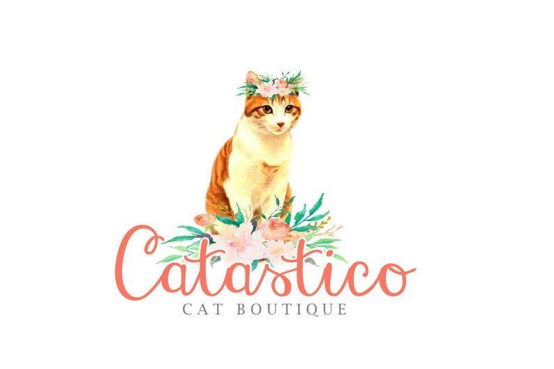 Kitten Logo - Cat Logo, Feline Logo, Kitten Logo, Tabby logo, Kitty logo, Floral Cat  logo, Cat Logo Design, Watercolor cat, Shop logo, Etsy logo, Biz card