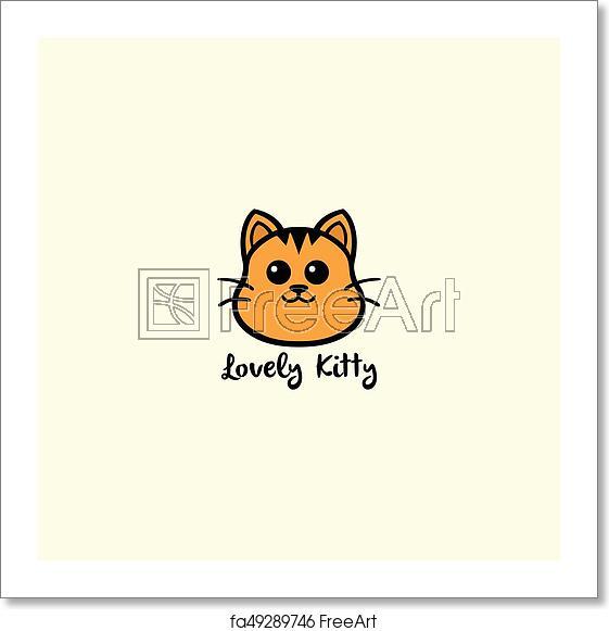 Kitten Logo - Free art print of Lovely Kitty, Cute Cat Logo Vector Design Illustration