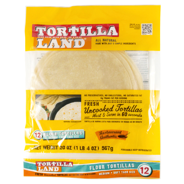 TortillaLand Logo - Tortilla Land Uncooked Flour Medium Soft Taco 12 Ct