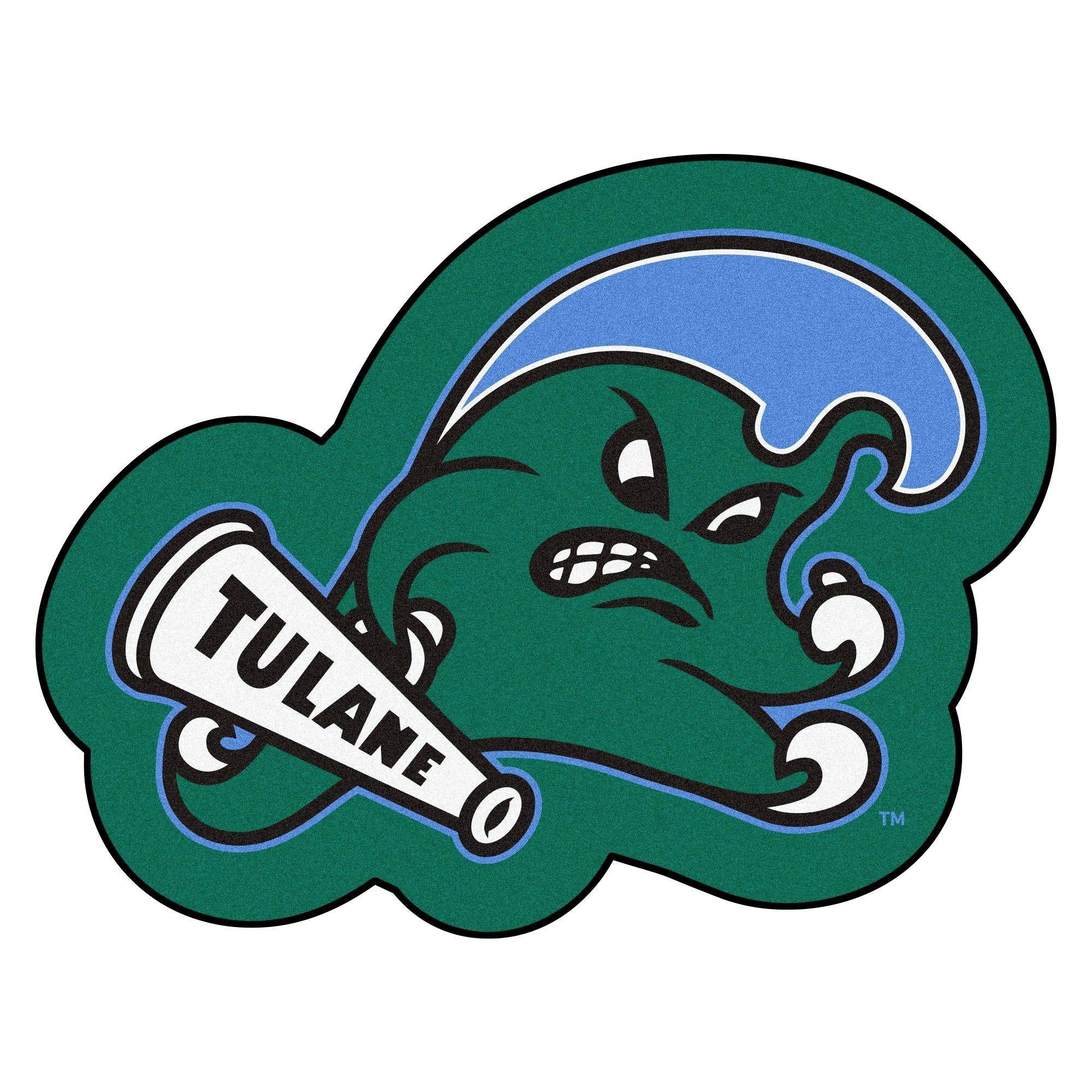 Tulane Logo - NCAA Tulane University Green Wave Mascot Novelty Logo Shaped Area Rug