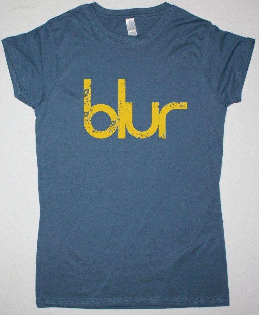 Blur Logo - BLUR LOGO NEW INDIGO BLUE LADY T-SHIRT - Best Rock T-shirts