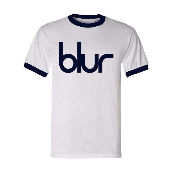 Blur Logo - Blur Logo Ringer T-Shirt White and Blue