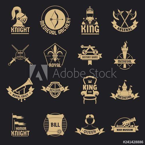 Medieval Logo - Knight medieval logo icons set. Simple illustration of 16 knight ...