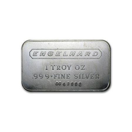 Engelhard Logo - 1 oz Silver Bar - Engelhard (Wide Logo, 5-digit, Frosted Back)