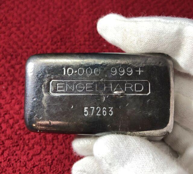 Engelhard Logo - Engelhard 3rd Series 5 Digit 10 oz .999 Fine Vintage Poured Silver Bar