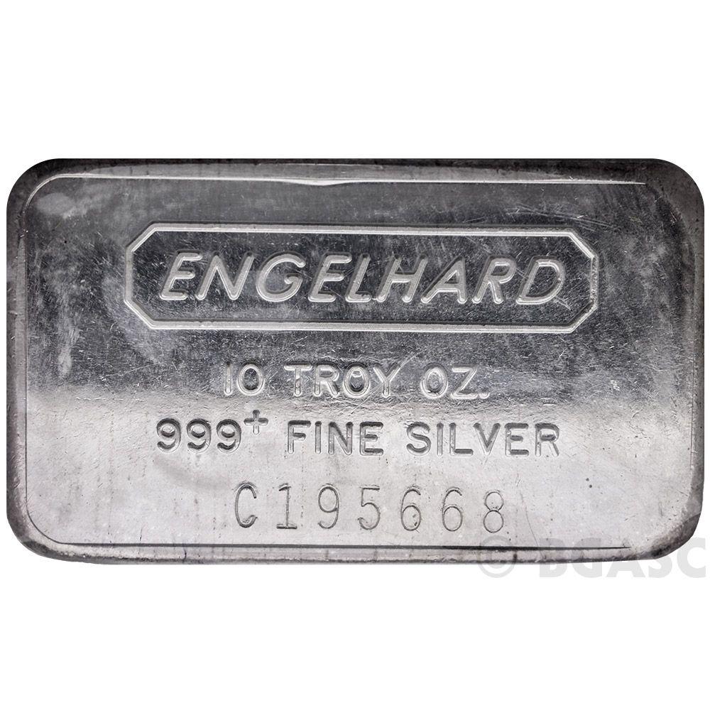 Engelhard Logo - 10 oz Engelhard Silver Bars .999+ Fine (Wide / Struck)