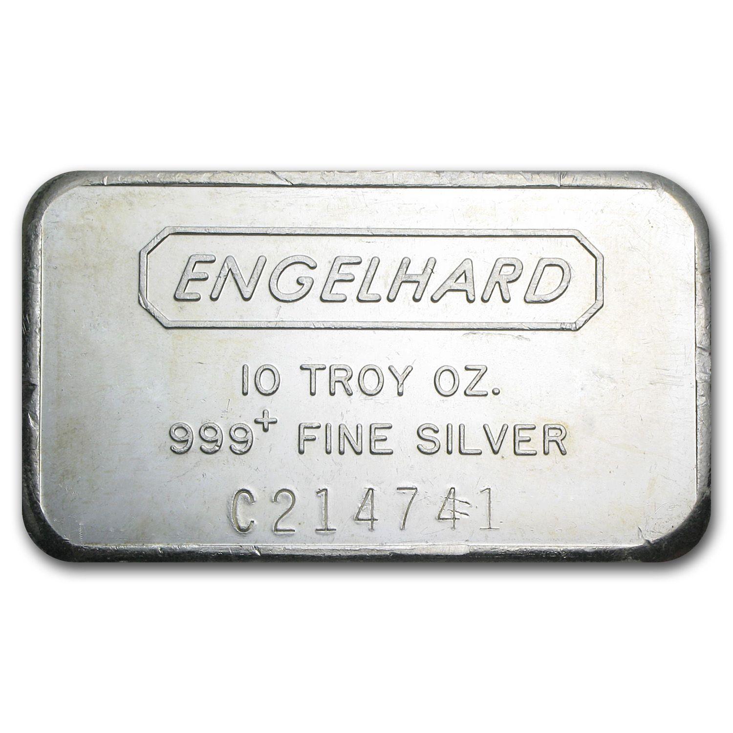 Engelhard Logo - 10 oz Silver Bar - Engelhard (Wide, Struck, Logo R