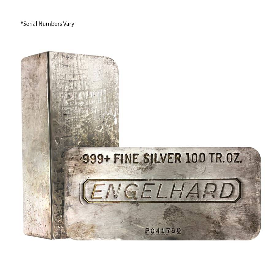 Engelhard Logo - 100 oz Engelhard Silver Hand Poured Vintage Bar .999+ Fine (6th Series,  Waffle Pattern)