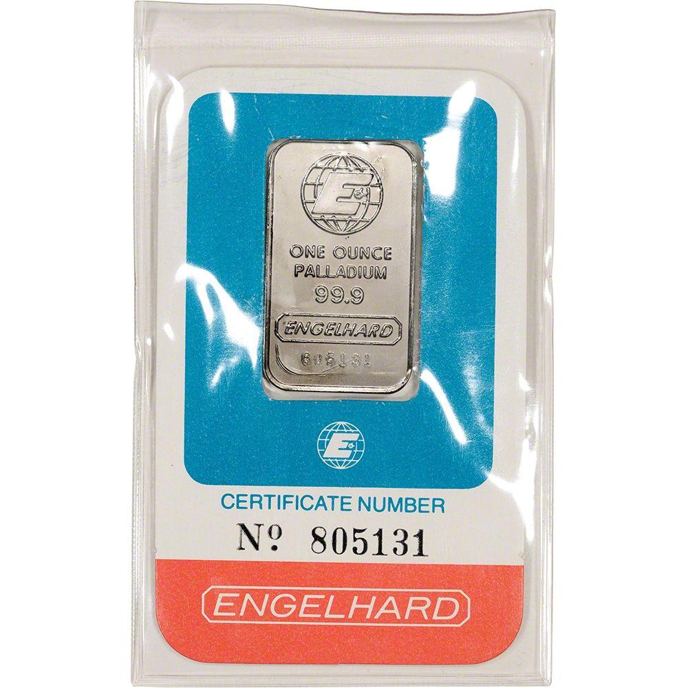 Engelhard Logo - 1 oz. Palladium Bar - Engelhard - 99.9 Pure in Vintage Sealed Assay