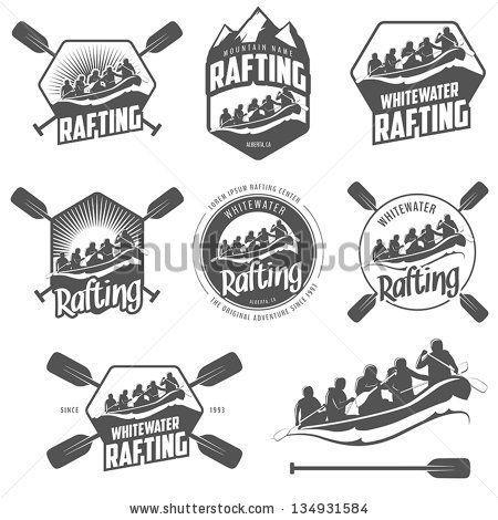Whitewater Logo - Set of vintage whitewater rafting logo, labels and badges. Kayaking
