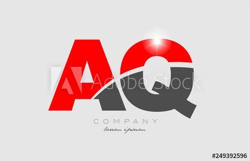 Aq Logo - combination letter aq a q in grey red color alphabet for logo icon ...