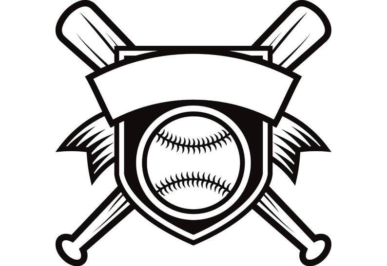 Basball Logo - Baseball Logo #1 Banner Bats Crossed Ball Diamond Sports League Equipment  Team Game Field Sign .SVG .EPS .PNG Vector Cricut Cut Cutting