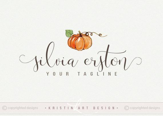 Pumpkin Logo - watercolor pumpkin logo photography logo design watercolor logo handdrawn  pumpkin logo premade logo 517