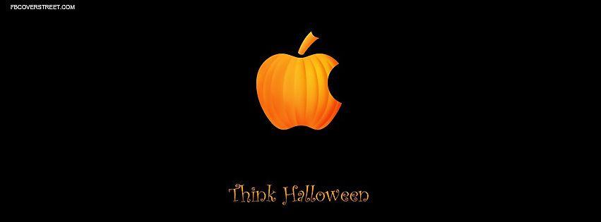 Pumpkin Logo - Think Halloween Apple Pumpkin logo Facebook Cover - FBCoverStreet.com