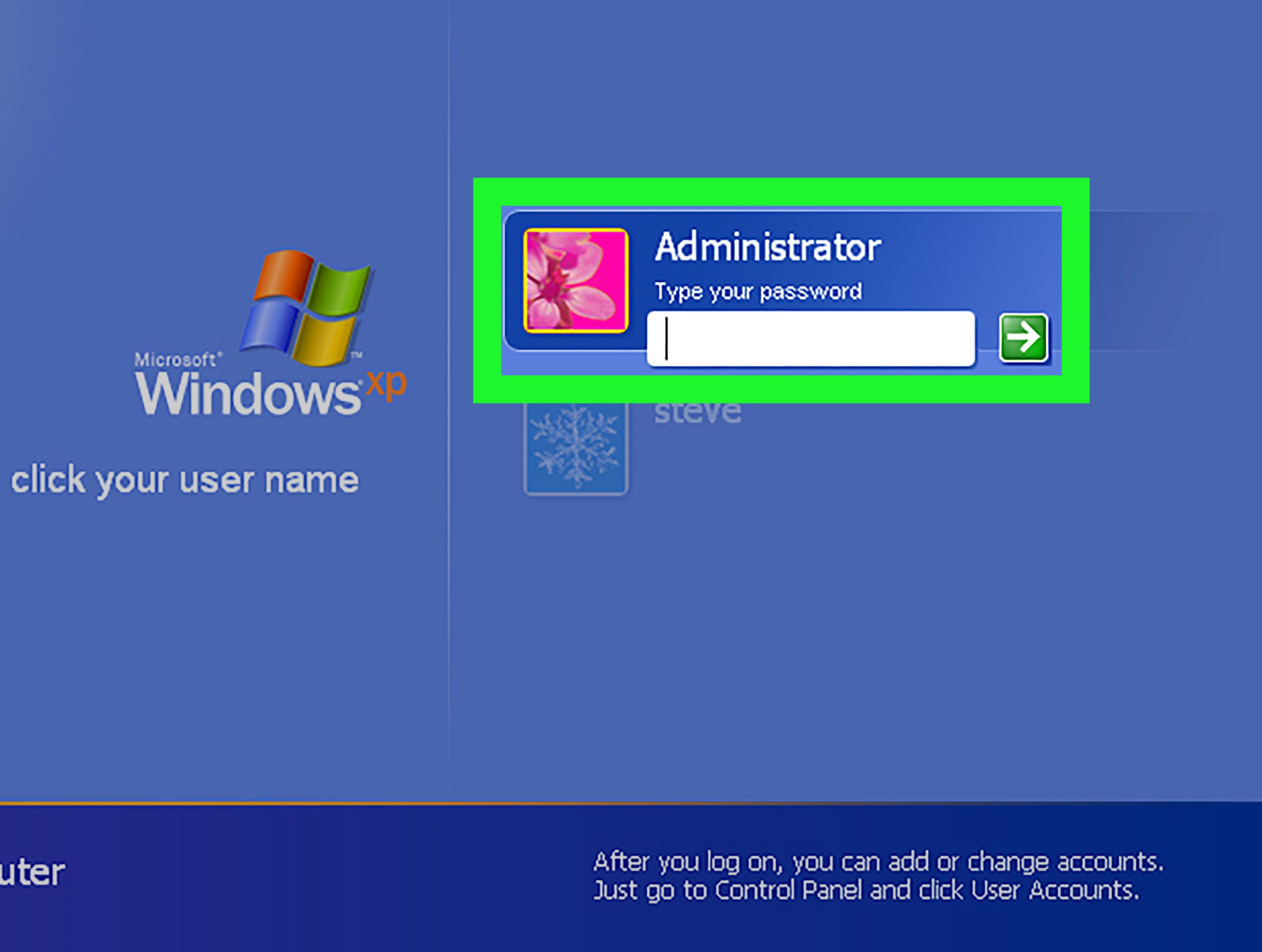 WinXP Logo - How to Log on to Windows XP Using the Default Blank Administrator