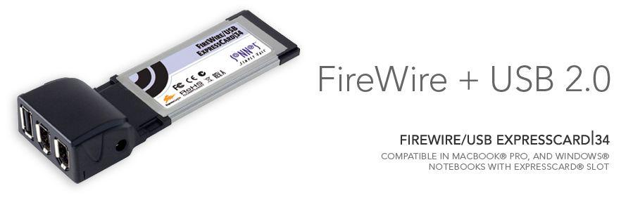 FireWire Logo - Sonnet - 4-Port USB 2.0 ExpressCard/34 Computer Card