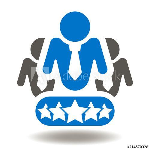 Evaluation Logo - Business people group with five stars icon vector. Client ...