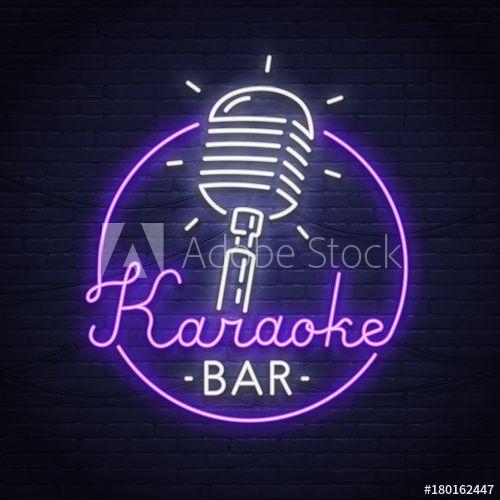 Karaoke Logo - Karaoke neon sign. Neon sign. Karaoke logo, emblem and label. Bright