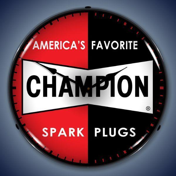 Champion Spark Plugs Logo - Retro Champion Spark Plugs Lighted Wall Clock 14 x 14 Inches