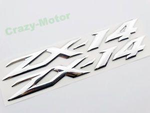 Zx14 Logo - Chrome 3D Soft Gel Fuel Tank Emblem Decal Sticker For Kawasaki Ninja