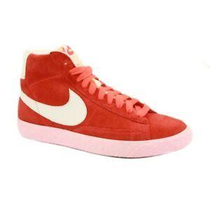 Red Swoosh Logo - Nike Women's Blazer Mid Suede Vintage Red High Top Trainers With