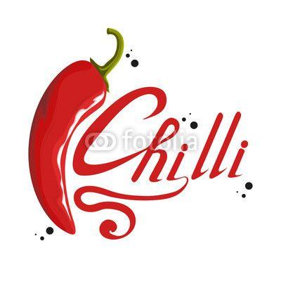 Chili Logo - Hand drawn Red hot pepper. Spicy ingredient. Chili logo. Spice Hot ...