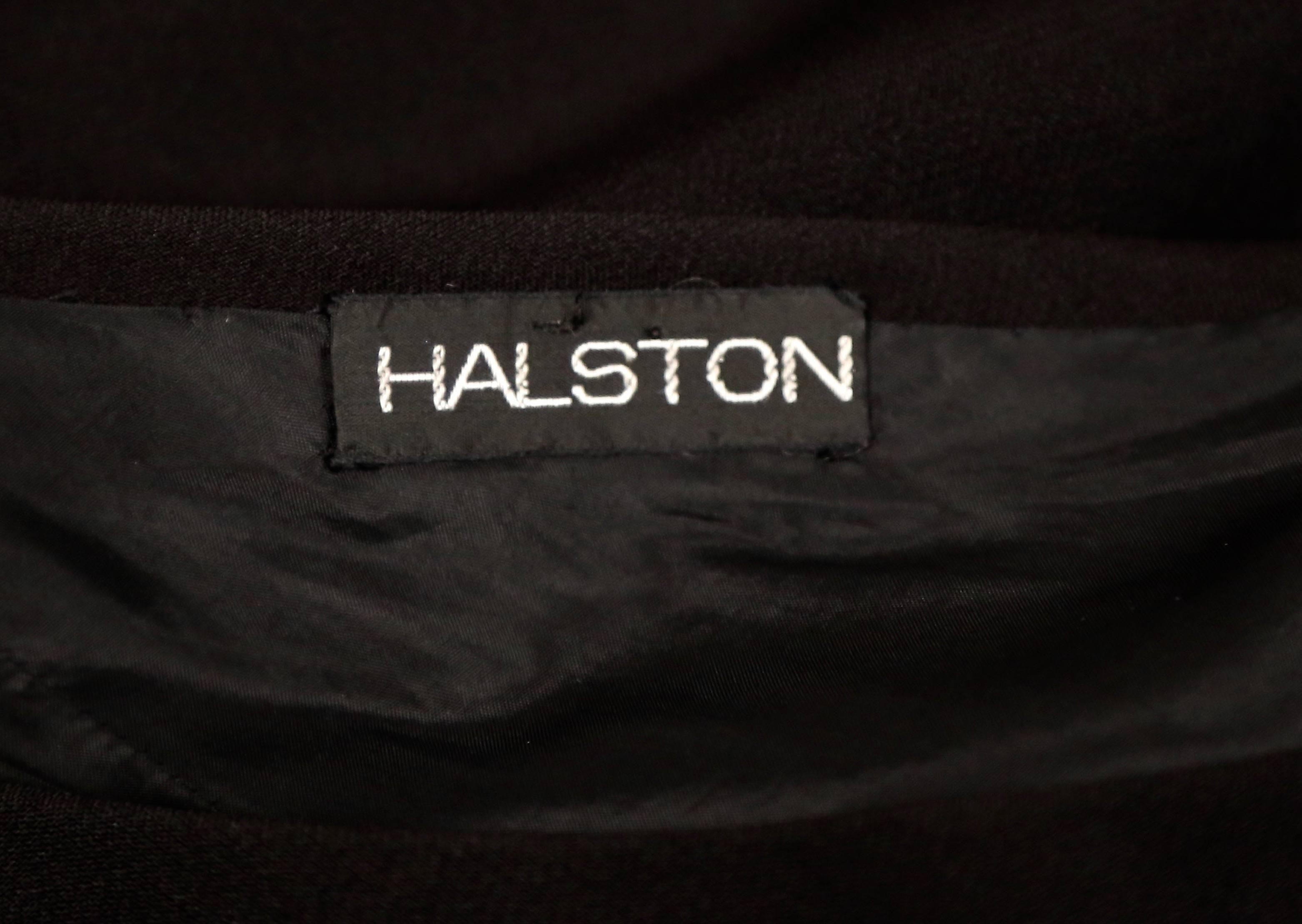 Halston Logo - 1970's HALSTON black bias silk cut dress