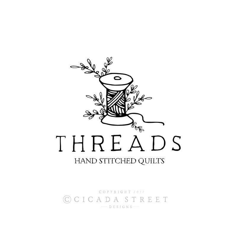 Quilt Logo - Premade Logo Sewing Logo Thread Logo Craft Logo Logo