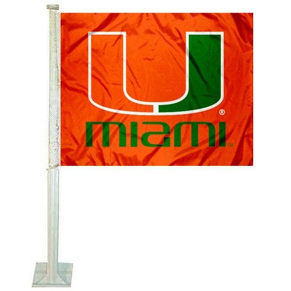 Canes Logo - Miami Canes Logo Car Flag and College Car Flags for Miami Hurricanes
