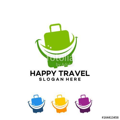Suitcase Logo - Happy Travel Logo with suitcase symbol vector illustration