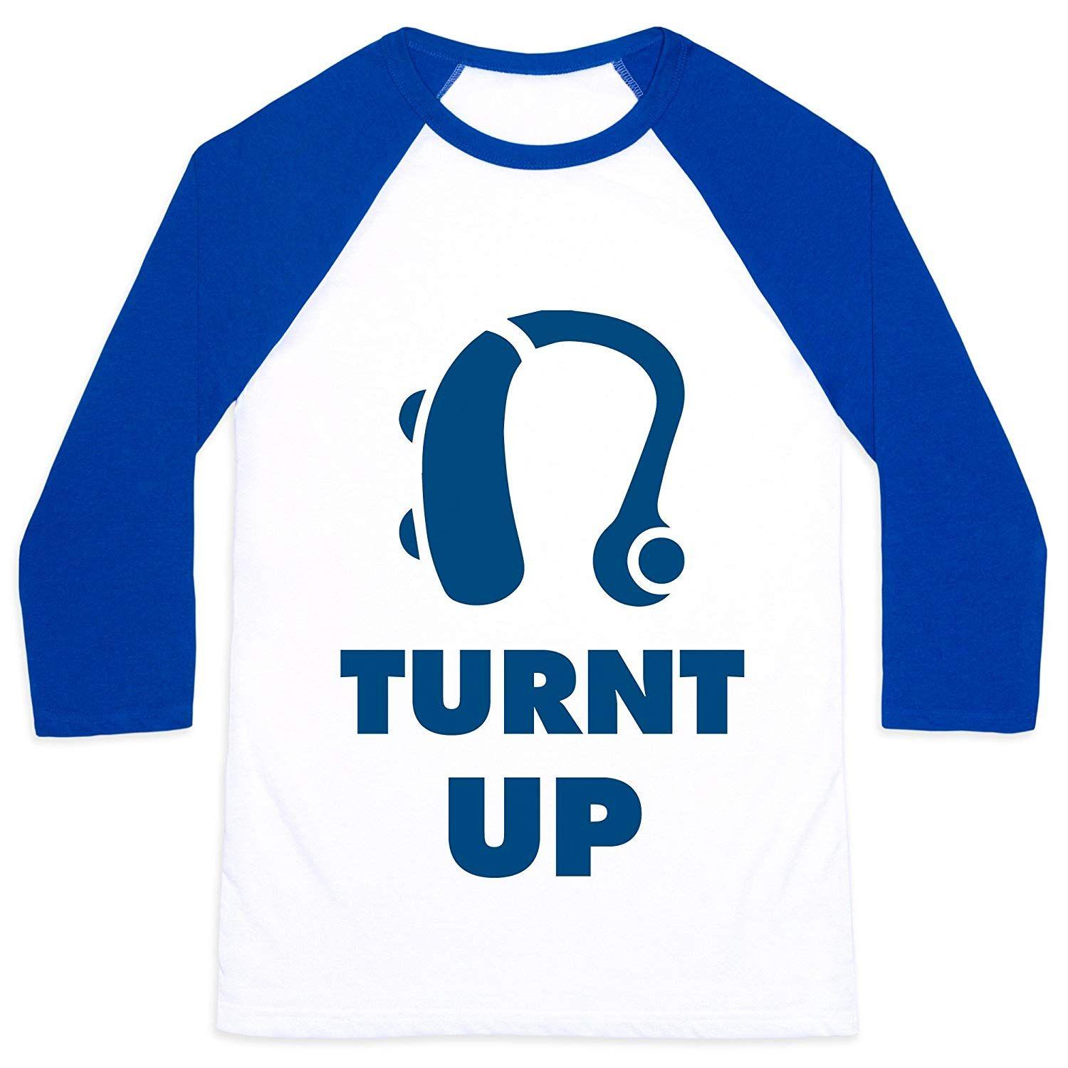 Turnt Logo - Amazon.com: LookHUMAN Turnt Up Hearing Aid Mens/Unisex Baseball Tee ...