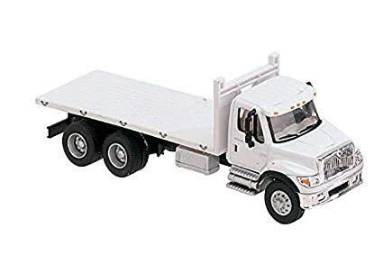 Flatbed Logo - Walthers International(R) 7600 3-AXLE Flatbed Truck - Assembled -- White  with Railroad Maintenance-of-Way Logo Decals