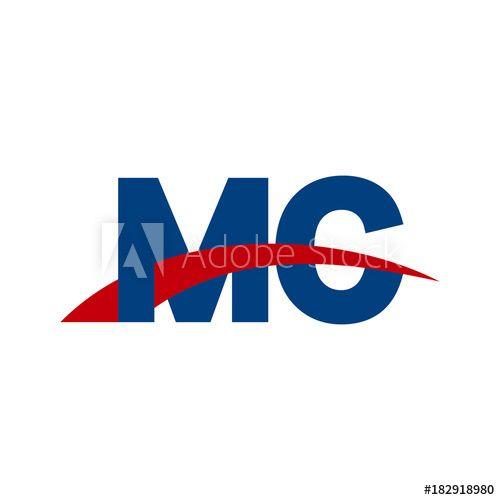 Red Swoosh Logo - Initial letter MC, overlapping movement swoosh logo, red blue color