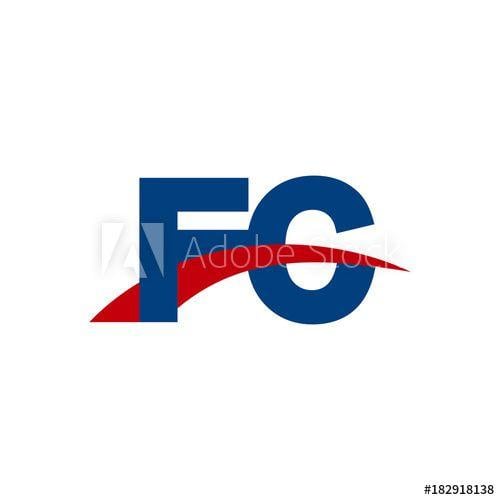 Red Swoosh Logo - Initial letter FC, overlapping movement swoosh logo, red blue color ...