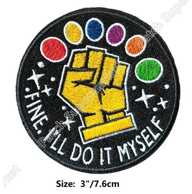 Thanos Logo - US $18.0 |Thanos Gauntlet Patches With Infinity Stones Marvel Avengers  Infinity War gift Thor Iron Man Embroidered LOGO Iron for clothing on ...