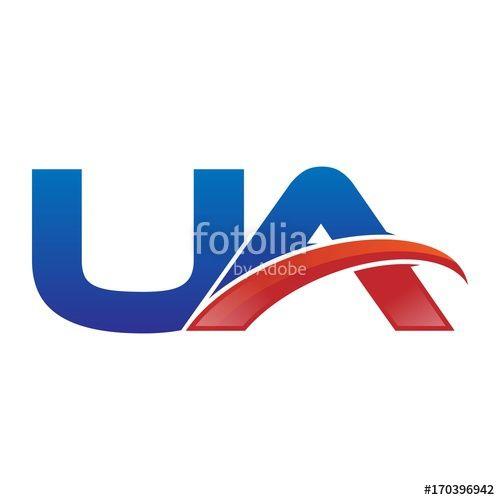 Red Swoosh Logo - modern vector initial letters logo swoosh ua red blue Stock image