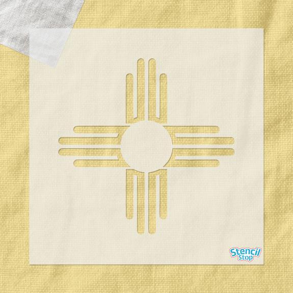 Zia Logo - New Mexico State Flag / Zia Sun Symbol Stencil