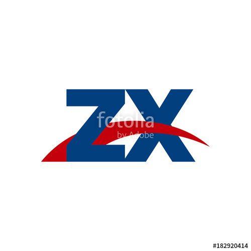 Red Swoosh Logo - Initial letter ZX, overlapping movement swoosh logo, red blue color