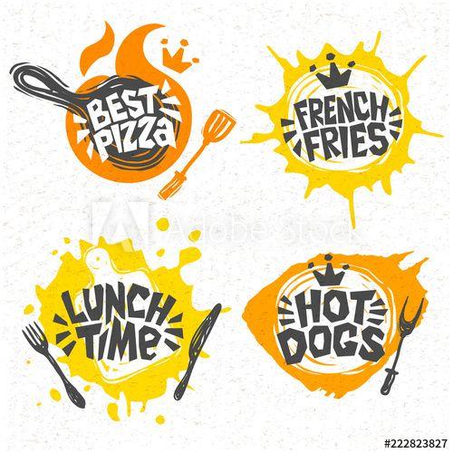 Menu Logo - Fast food, burger house best pizza fries logo signs symbols emblems