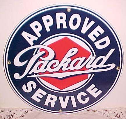 Packard Logo - Approved Packard Service (Packard Car Logo) Porcelain Sign