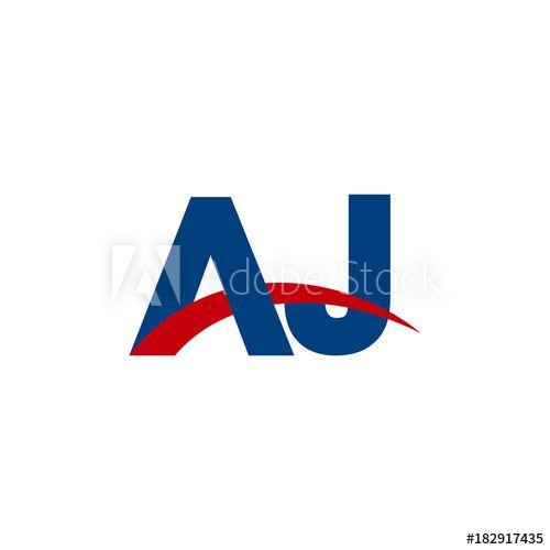 Red Swoosh Logo - Initial letter AJ, overlapping movement swoosh logo, red blue color