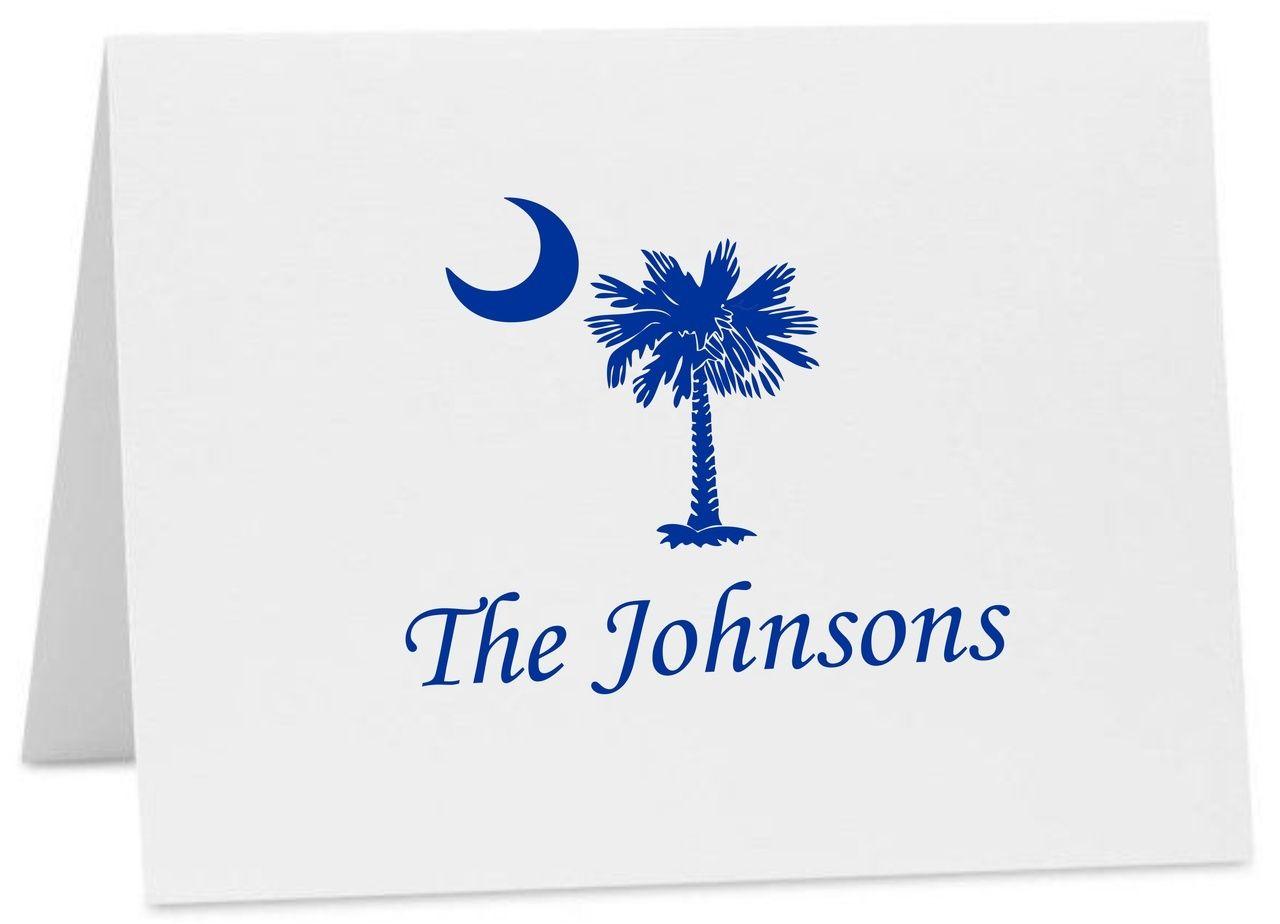 Palmetto Logo - Palmetto Moon South Carolina Logo Personalized Note Cards with Envelopes  (Available in Multiple Colors)