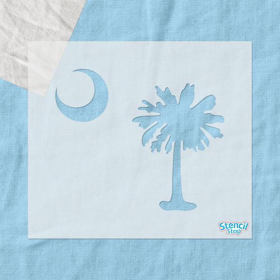 Palmetto Logo - Palmetto Tree and Moon Stencil / South Carolina State Flag Stencil