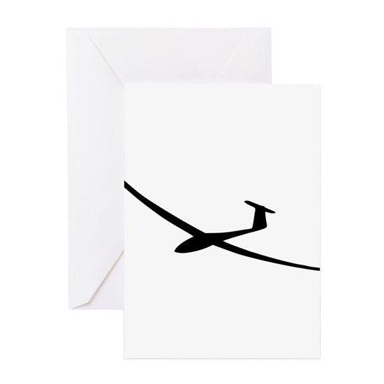 Glider Logo - black glider logo sailplane Greeting Cards (Pk of 10)