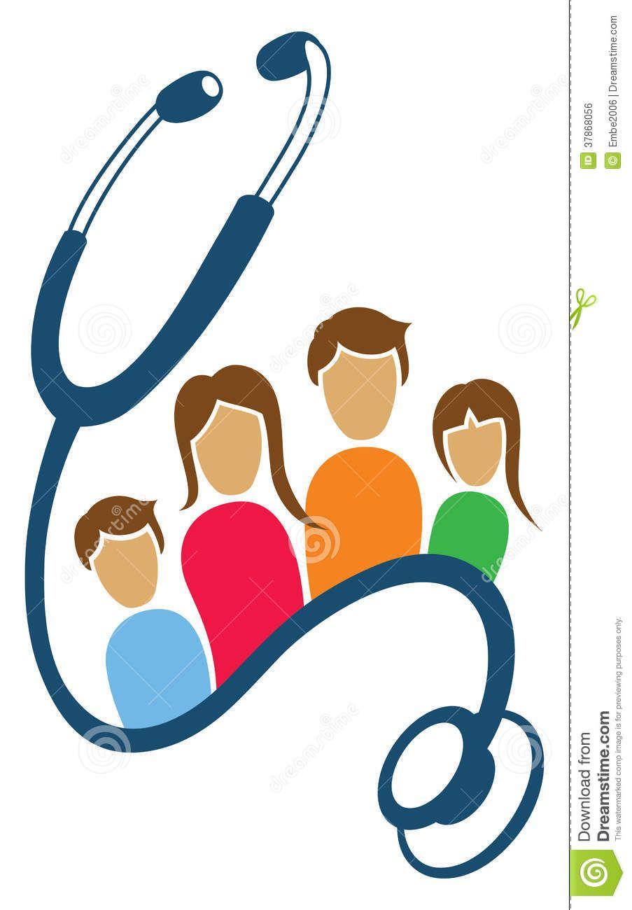Doctors Logo - stethaocope encircles this family in a logo icon for medical doctors