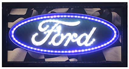 Lje Logo - Crystal Art - Ford Logo Framed Flashing LED Sign