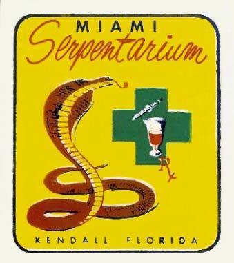 Serpentarium Logo - Bill Haast's Miami Serpentarium souvenir decal from the 1950's photo