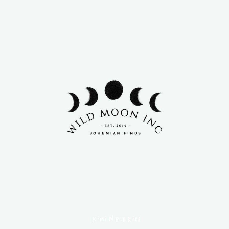 Moon Logo - Moon logo design - Moon phases logo - Bohemian logo design - Hand drawn  sketched logo - full Moon and phases - Modern minimalist - Branding