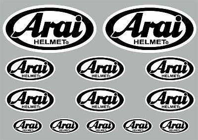 Arai Logo - ARAI HELMET DECALS Stickers Vinyl Graphic Set Logo Adhesive Kit Black 13 Pcs